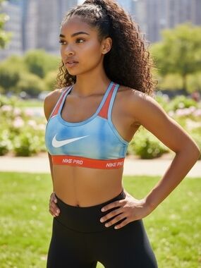 Nike Blue and Orange Tie-Dye Sports Bra